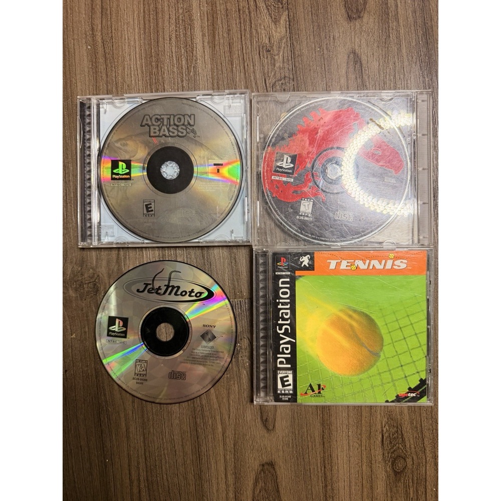 Lot of 4 Sony PlayStation 1 PS1 Games Discs Action Bass Jet Moto Jurassic Park